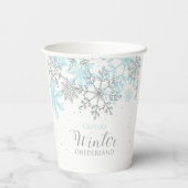 冬のオネダーランド最初の誕生日の青と銀 紙コップ (裏面)