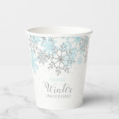冬のオネダーランド最初の誕生日の青と銀 紙コップ (正面)