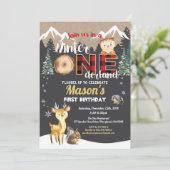 冬のオネダーランド森林動物の初誕生日 招待状 (スタンド正面)