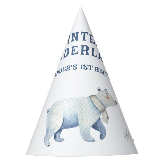 冬のオネダーランド極熊1歳の誕生日 パーティーハット (正面)