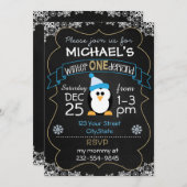 冬のオネダーランド誕生日の招待ボーイ1st 招待状 (正面/裏面)