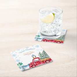 冬のオネダーランド1歳の招待状 スクエアペーパーコースター