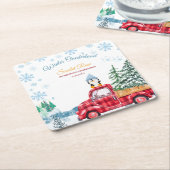 冬のオネダーランド1歳の招待状 スクエアペーパーコースター (アングル)