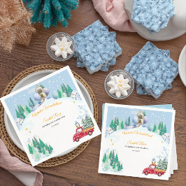 冬のオネダーランド1歳の招待状 スタンダードカクテルナプキン