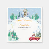 冬のオネダーランド1歳の招待状 スタンダードカクテルナプキン (正面)