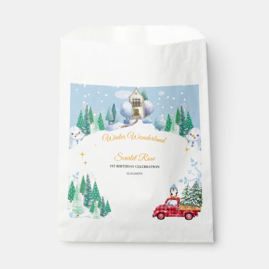 冬のオネダーランド1歳の招待状 フェイバーバッグ (正面)