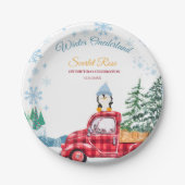 冬のオネダーランド1歳の招待状 ペーパープレート (正面)
