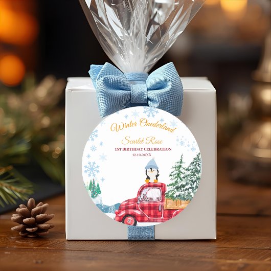 冬のオネダーランド1歳の招待状 ラウンドシール