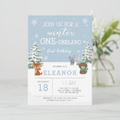 冬のオネダーランド1歳の誕生日の招待の動物 招待状 (スタンド正面)