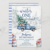 冬のオネダーランド1歳の誕生日 招待状 (正面/裏面)