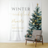 冬のオネダーランド1st誕生日パーティー背景 タペストリー (インサイチュ)