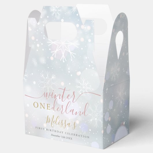 冬のオネダーランド1st誕生日ピンクと金ゴールド フェイバーボックス (オープン)