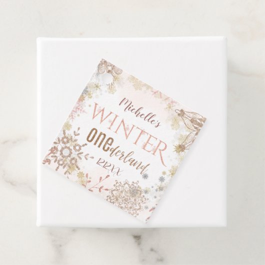 冬のオネダーランド1th誕生日ピンクのスノーフレーク フェイバータグ (インサイチュ)