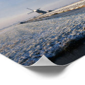 冬のオランダの風景の雪の風車 ポスター (角)