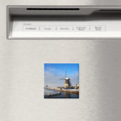 冬のオランダの風景の雪の風車 マグネット (インサイチュ (食洗機))