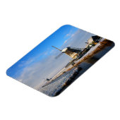 冬のオランダの風景の雪の風車 マグネット (左側)