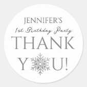 冬のオランダ |シルバーミニマリスト1st誕生日 ラウンドシール (正面)