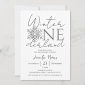 冬のオランダ |シルバーミニマリスト1st誕生日 招待状 (正面)