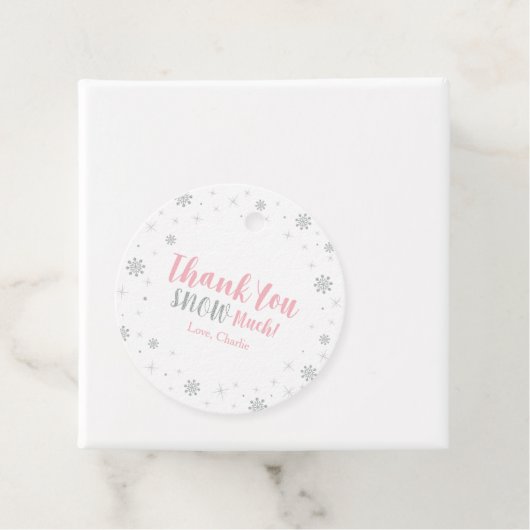 冬のオランダ、シルバー&ピンクの最初の誕生日パーティー フェイバータグ (インサイチュ)