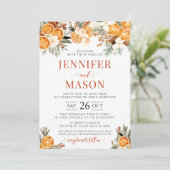 冬のオレンジのクリスマス結婚式招待状 招待状 (スタンド正面)