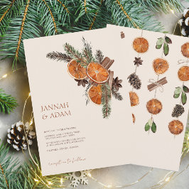 冬のオレンジのスライス柑橘桂皮結婚の 招待状