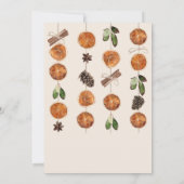 冬のオレンジのスライス柑橘桂皮結婚の 招待状 (裏面)