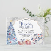 冬のオンダーランドファースト誕生日クリスマス 招待状 (スタンド正面)