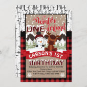 冬のオンダーランド誕生日パーティーの招待 招待状 (正面/裏面)