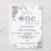 冬のオンダーランド雪の誕生日パーティーの招待状 招待状 (正面)