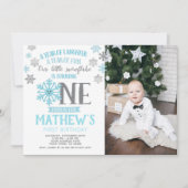 冬のオンダーランド1歳誕生日招待状写真 招待状 (正面)