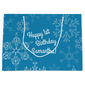 冬のオンダーランド1st誕生日パーティーキッズ冬 ラージペーパーバッグ (正面)