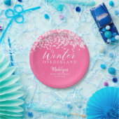 冬のオンダーランド·ピンクの冬の誕生日パーティー ペーパープレート (パーティー)