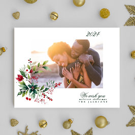 冬のオーガニック自然な青メリークリスマスフォト シーズンカード