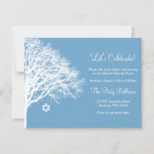 冬のオークの木 青 白 バット・ミツバの受付 招待状 (正面)