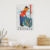 冬のオーストリアでのヴィンテージ旅行ポスター ポスター (キッチン)