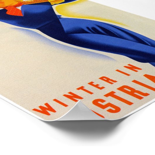 冬のオーストリアでのヴィンテージ旅行ポスター ポスター (角)