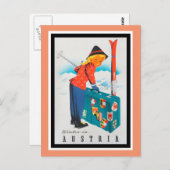 冬のオーストリアでのヴィンテージ旅行ポスター ポストカード (正面/裏面)