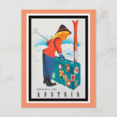 冬のオーストリアでのヴィンテージ旅行ポスター ポストカード (正面)