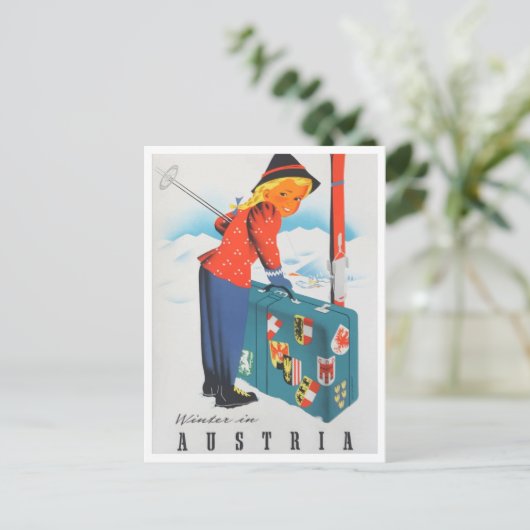 冬のオーストリアのヴィンテージ旅行はがき ポストカード (スタンド正面)