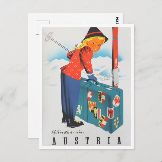 冬のオーストリアのヴィンテージ旅行はがき ポストカード (正面/裏面)
