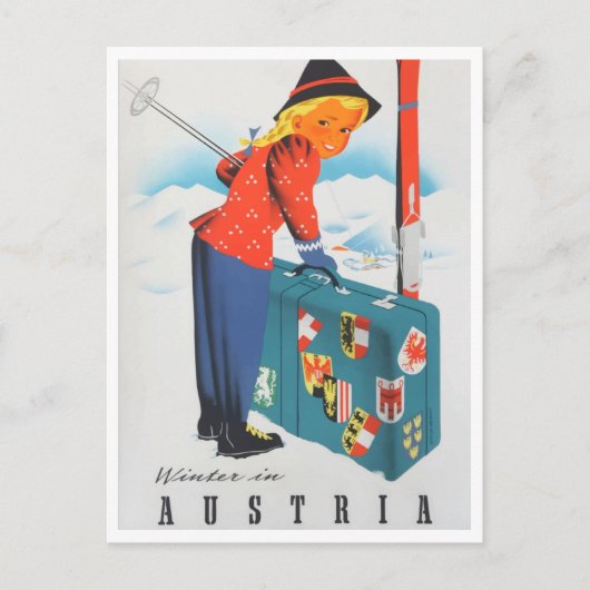 冬のオーストリアのヴィンテージ旅行はがき ポストカード (正面)