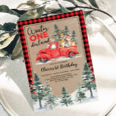 冬のオーダーランドウッドランドアニマルズ1st誕生日 招待状