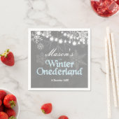 冬のオーダーランド紙ナプキンブルーボーイスノーフレーク スタンダードカクテルナプキン (インサイチュ)