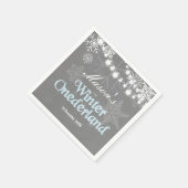 冬のオーダーランド紙ナプキンブルーボーイスノーフレーク スタンダードカクテルナプキン (角)