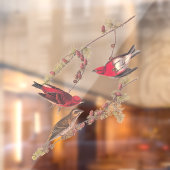 冬のオードボンズパープルフィンチ3羽 ウィンドウサイン (シート2)