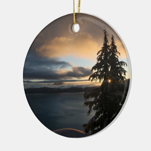 冬のオーナメントの両面のcrater湖 セラミックオーナメント (左)