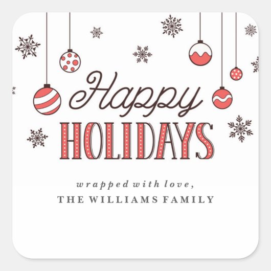 冬のオーナメントクリスマスプレゼントラベル スクエアシール (正面)