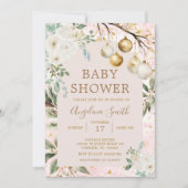 冬のオーナメントクリスマスベビーシャワー 招待状 (正面)