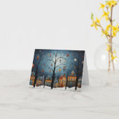 冬のオーナメントスカンディナビアフォークアートクリスマス カード (黄色い花)