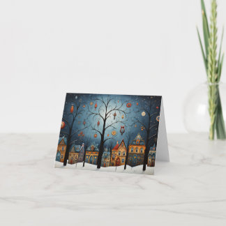 冬のオーナメントスカンディナビアフォークアートクリスマス カード